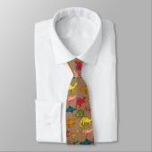 Cravate Dinosaures Arc-en-Ciel Brun (Attaché)