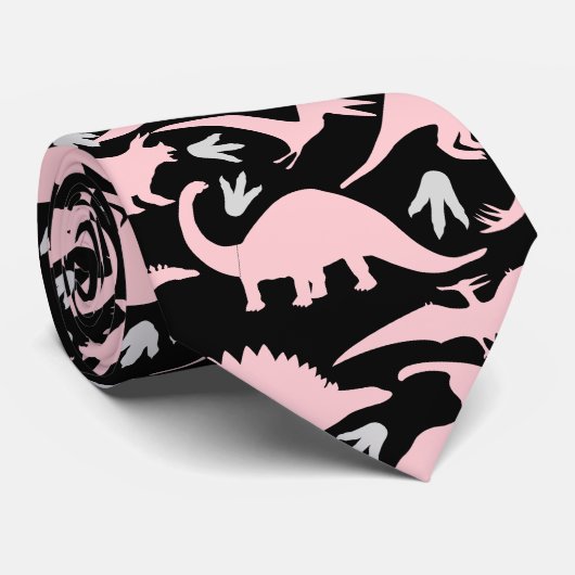 Cravate Dinosaures motif 05.P. BG noir (Roulé)