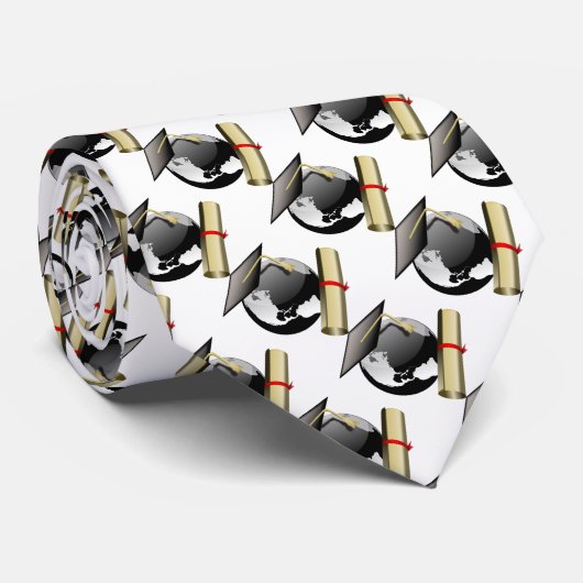 Cravate Diplôme d'études supérieures, Casquette et Globe (Roulé)