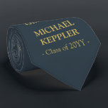 Cravate Diplômé en droit Elegant Marine et Or<br><div class="desc">Elégante marine et or cravate de diplôme personnalisée pour la Diplôme de Droit</div>