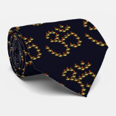 Cravate Diwali Gold Deepa dans Om Symbole bleu foncé (Roulé)