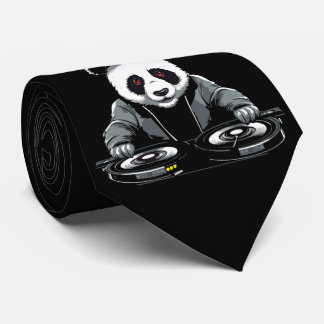 Cravate DJ Panda noir et blanc