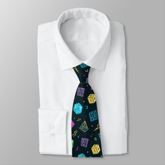 Cravate DnD NeckTie, Motif D20 Dice, Don Master Dungeon (Attaché)