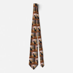 Cravate Doberman en automne Feuilles automne Inspire