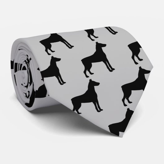 Cravate Doberman Pinscher Chien Silhouette (Roulé)