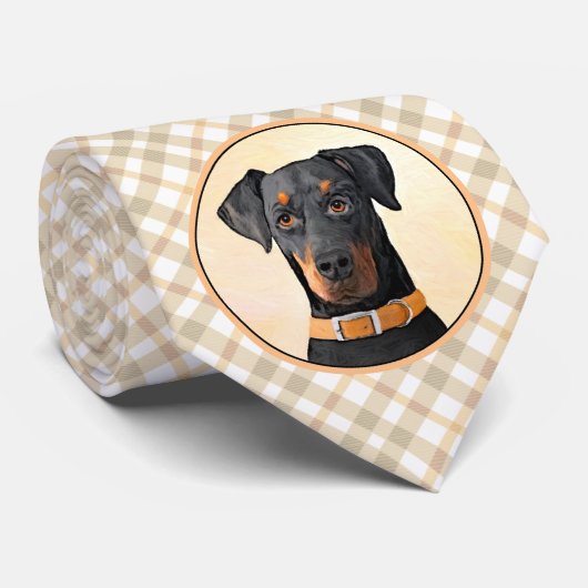 Cravate Doberman Pinscher Peinture non découpée Art origin (Roulé)