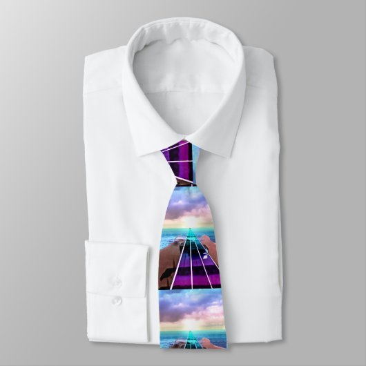 Cravate D'océan de coucher du soleil de guitare basse de (Attaché)