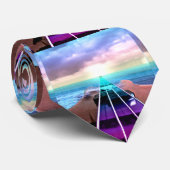 Cravate D'océan de coucher du soleil de guitare basse de (Roulé)