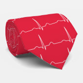 Cravate Docteur Cardiologue cardiogramme ECG motif Red (Roulé)