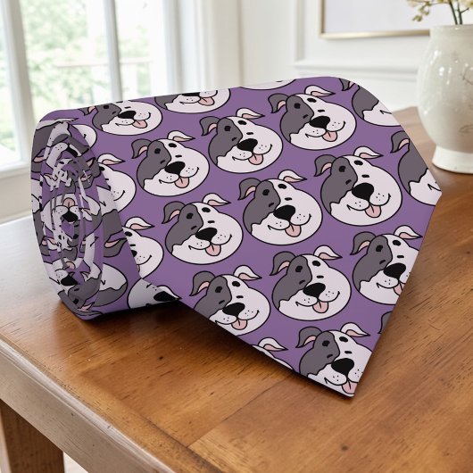 Cravate Dog Cartoon on Purple Custom Necktie