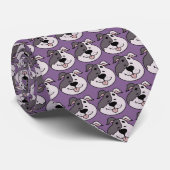 Cravate Dog Cartoon on Purple Custom Necktie (Roulé)
