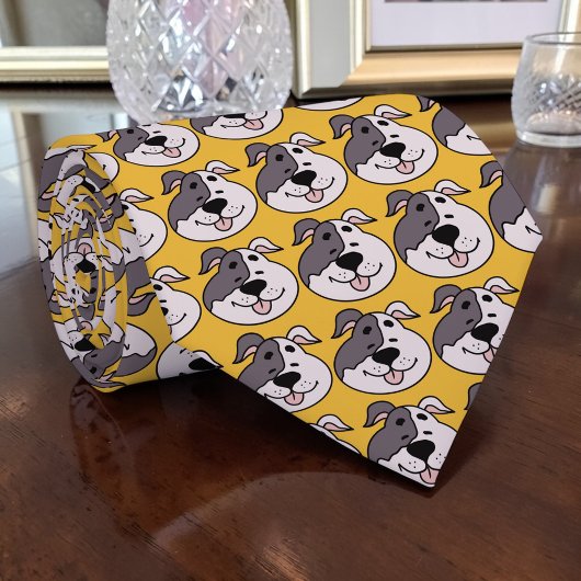 Cravate Dog Cartoon on Yellow Custom Necktie
