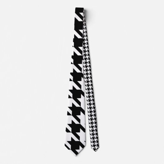 Cravate Dogtooth, motif Houndstooth en noir&blanc (Devant)