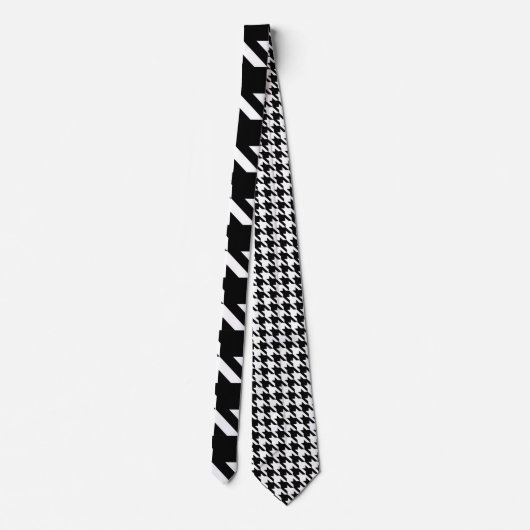 Cravate Dogtooth, motif Houndstooth en noir&blanc (Dos)