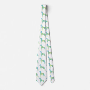 Cravate Dogue allemand vert jaune minimal