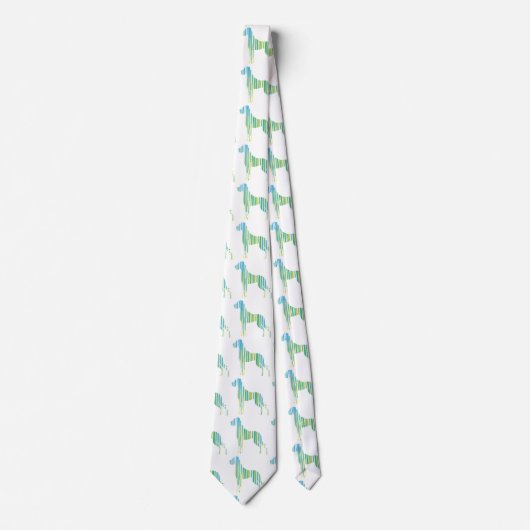 Cravate Dogue allemand vert jaune minimal (Devant)