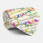Cravate d'oiseaux musicaux colorés - Printemps (Roulé)