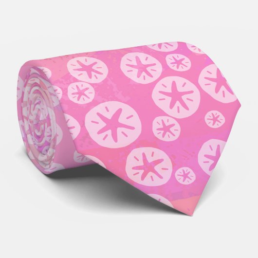 Cravate Dollar de sable blanc et rose (Roulé)