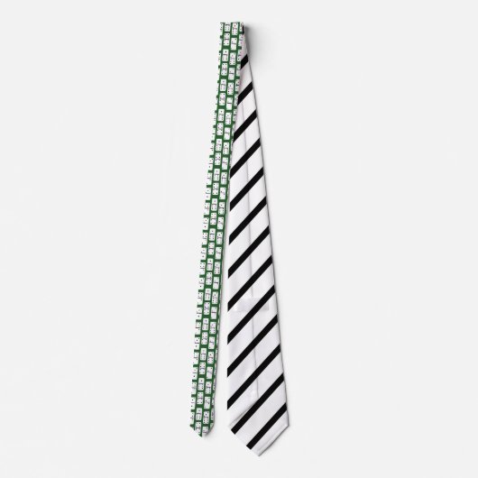 Cravate Dominos blancs avec points noirs sur motif vert (Dos)