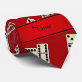 Cravate Dominos rouges nommés personnalisés (Roulé)