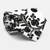 Cravate Don floral noir et blanc (Roulé)
