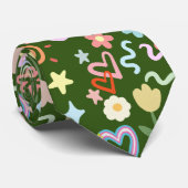 Cravate Doodé motif teinte pastel D Vert BG (Roulé)