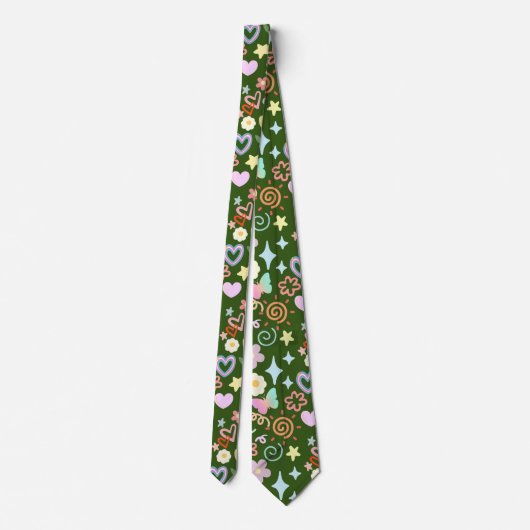Cravate Doodé motif teinte pastel D Vert BG (Dos)