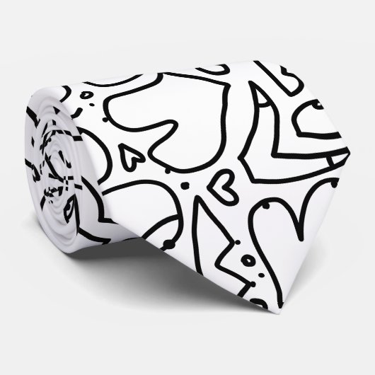 Cravate doodé noir et blanc (Roulé)