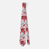 Cravate Doodle Art Style Red Pink Roses Hearts Valentine's (Devant)