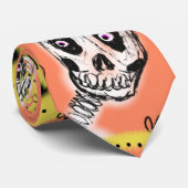 Cravate Doodle d'Halloween squelette effrayant (Roulé)