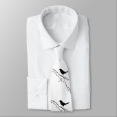 Cravate Doodle d'oiseau noir et blanc (Attaché)