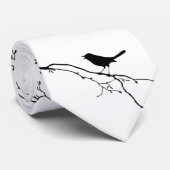 Cravate Doodle d'oiseau noir et blanc (Roulé)