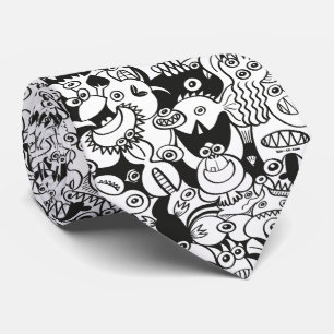 Cravate Doodles fous posant dans un design motif sans fail