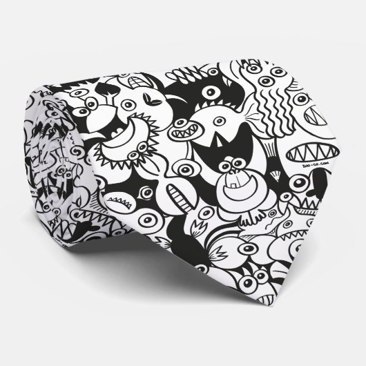 Cravate Doodles fous posant dans un design motif sans fail (Roulé)