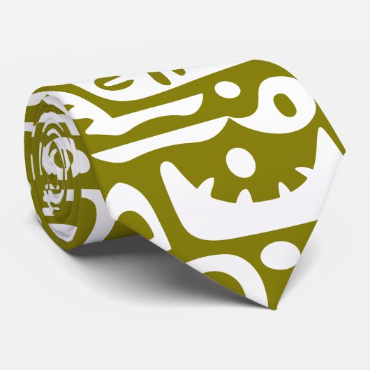 Cravate doodles vert olive et blanc 4 de 7 (Roulé)