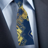 Cravate dorée et bleue Abstraite