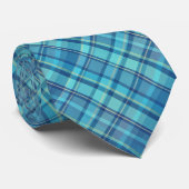 Cravate Dos, Plaid Bleu & Jaune (Roulé)