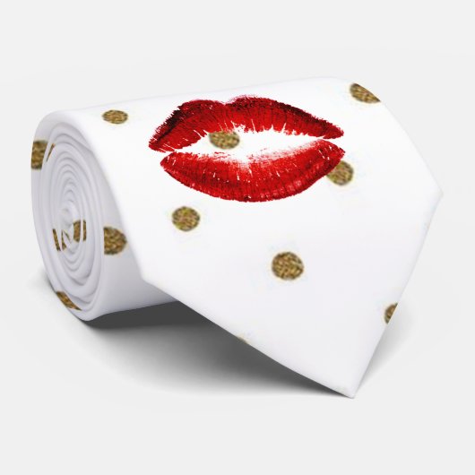 Cravate Dots d'or moderne, Lèvres de Parties scintillant r (Roulé)