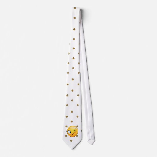 Cravate Dots d'or modernes, Emoji Winking (Devant)