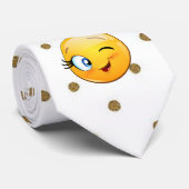 Cravate Dots d'or modernes, Emoji Winking (Roulé)