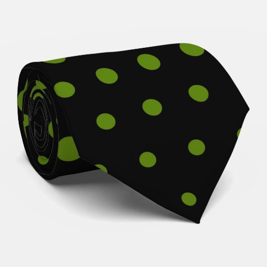 Cravate Dots Techno Avocado Noir moderne (Roulé)