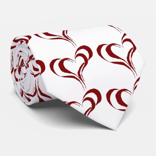 Cravate Doubles coeurs rouges (Roulé)