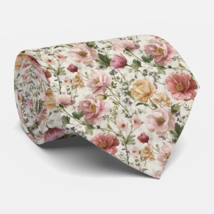 Cravate Douce Fleur de Prairie Blush Mariage Personnalisé
