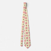 Cravate Douce Florale Rose et Motif à Points Marron Rétro (Dos)