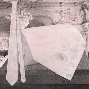 Cravate Douce Mariage Floral Rose Pâle Secret Jardin