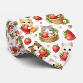 Cravate Douces chatons et fraises  (Roulé)