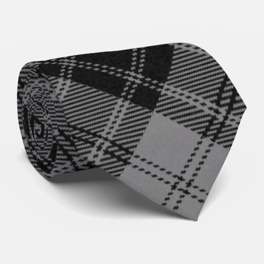 Cravate Douglas Grey Taraid Plaid Black Grey (Roulé)