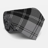 Cravate Douglas Tartan Gris Noir Plaid (Roulé)