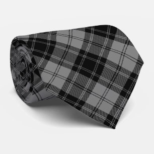 Cravate Douglas tartan noir gris plaid
