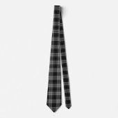 Cravate Douglas tartan noir gris plaid (Devant)